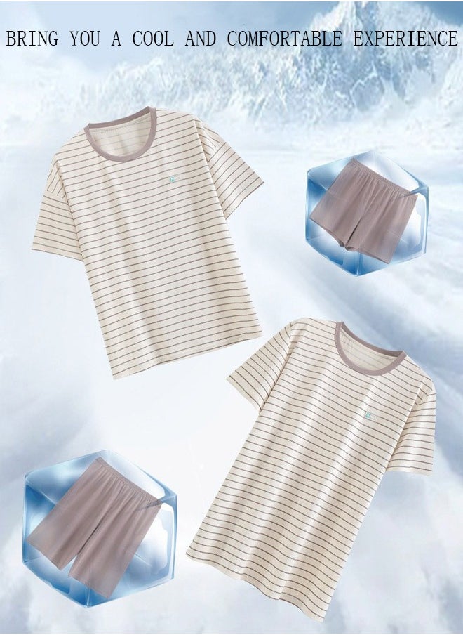 DUNISO - Couples Pajamas Set Cotton Sleepwear 2 Piece Short Sleeve Sleepwear For Men and Women Summer Pajama Set Nightwear Loungewear  Pajama Sets for Boyfriend Girlfriend Husband and Wife - Image 1