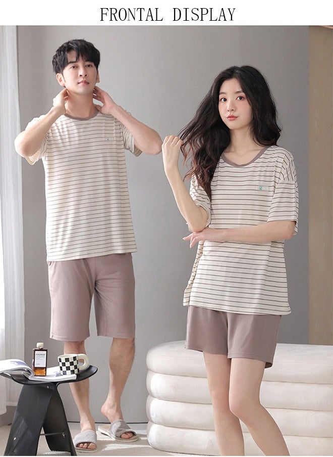 DUNISO - Couples Pajamas Set Cotton Sleepwear 2 Piece Short Sleeve Sleepwear For Men and Women Summer Pajama Set Nightwear Loungewear  Pajama Sets for Boyfriend Girlfriend Husband and Wife - Image 1