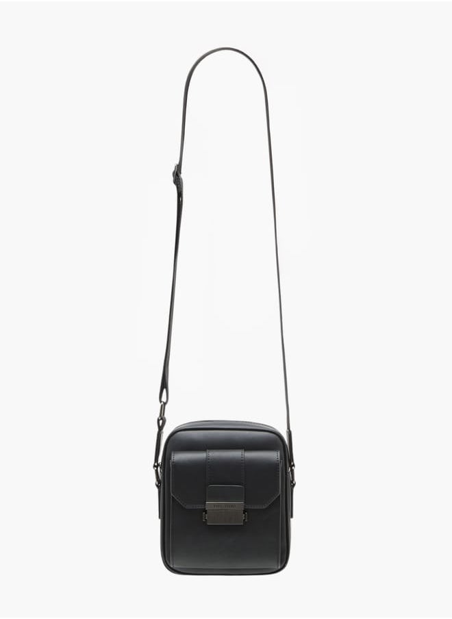 DUCHINI Mens Solid Crossbody Bag With Adjustable Strap And Zip Closure  - Image 2