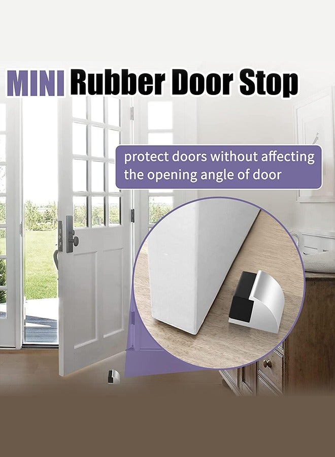 Bukela Door Stop Floor Door Stopper for Skirtings Stainless Steel Modern Chrome Rubber Door Wall Protector Floor Mounted Doorstop with Screws Protect Walls and Doors 2 Pack（Aluminium White）  - Image 3