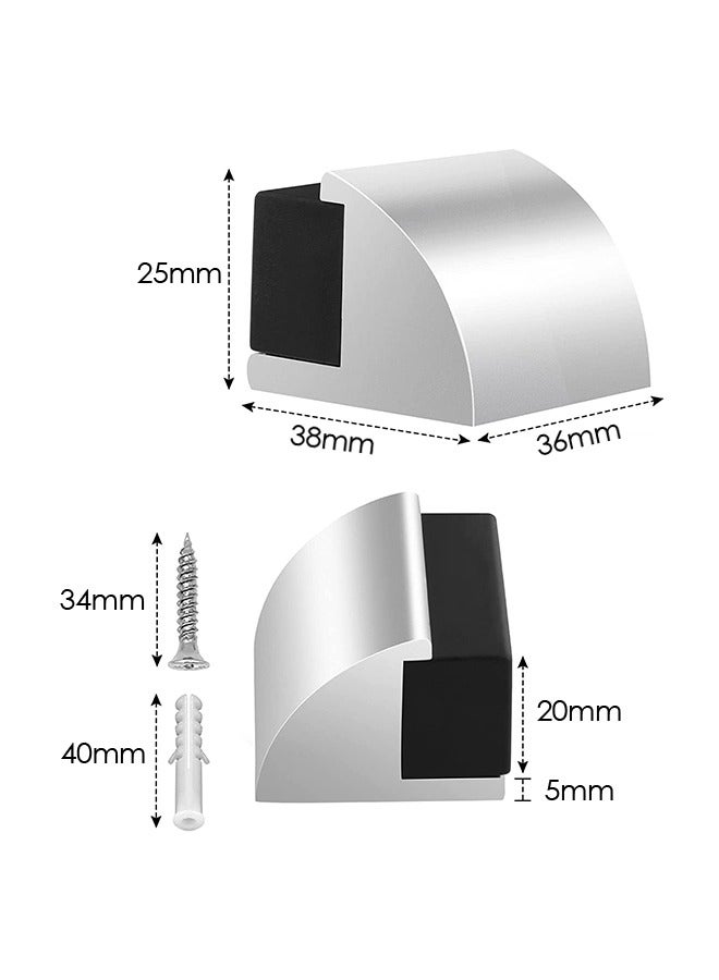 Bukela Door Stop Floor Door Stopper for Skirtings Stainless Steel Modern Chrome Rubber Door Wall Protector Floor Mounted Doorstop with Screws Protect Walls and Doors 2 Pack（Aluminium White）  - Image 4