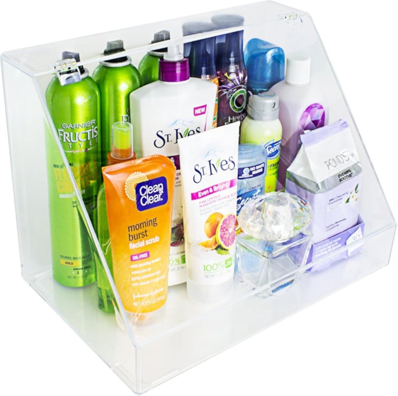 SorbusÂ® Acrylic Cosmetics Makeup Organizer Storage Case Palette Holder Display with Slanted Front Open Lid-Cosmetic Storage for Makeup, Brushes, Perfumes, Skincare.