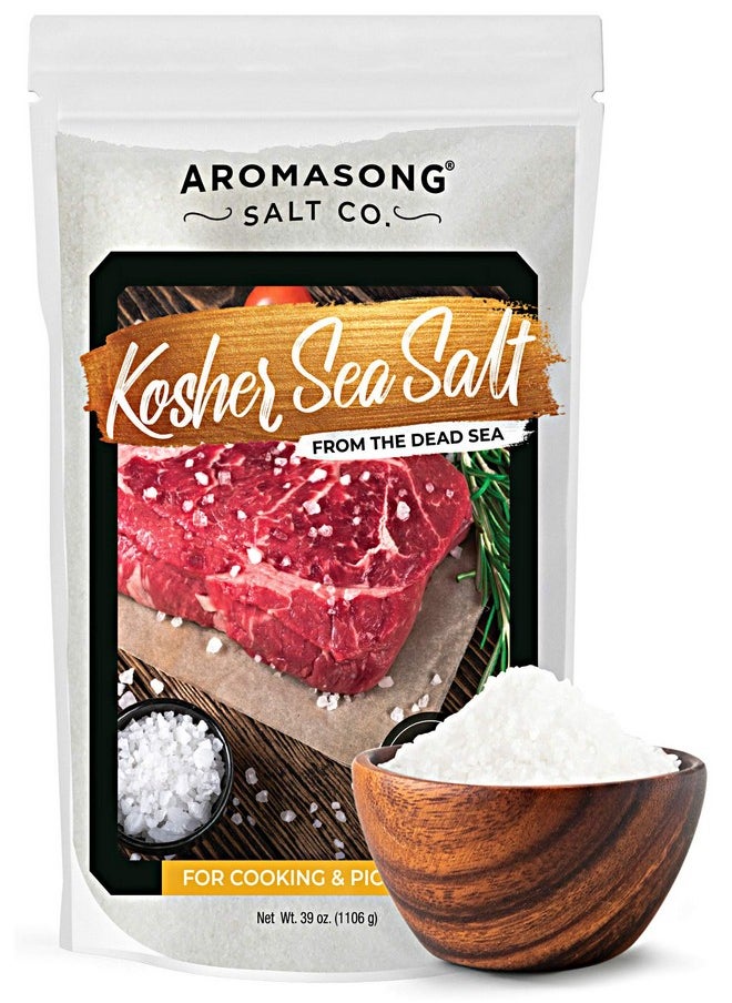 Aromasong Aromasong 100% Natural Sea Salt, Kosher Salt Grain, Large Bulk 2.43 Lb Resealable Bag, All Natural, Unrefined, Gluten Free, Grinder Refill, Sea Salt for Daily Cooking or To Use as Pickling Salt…  - Image 1