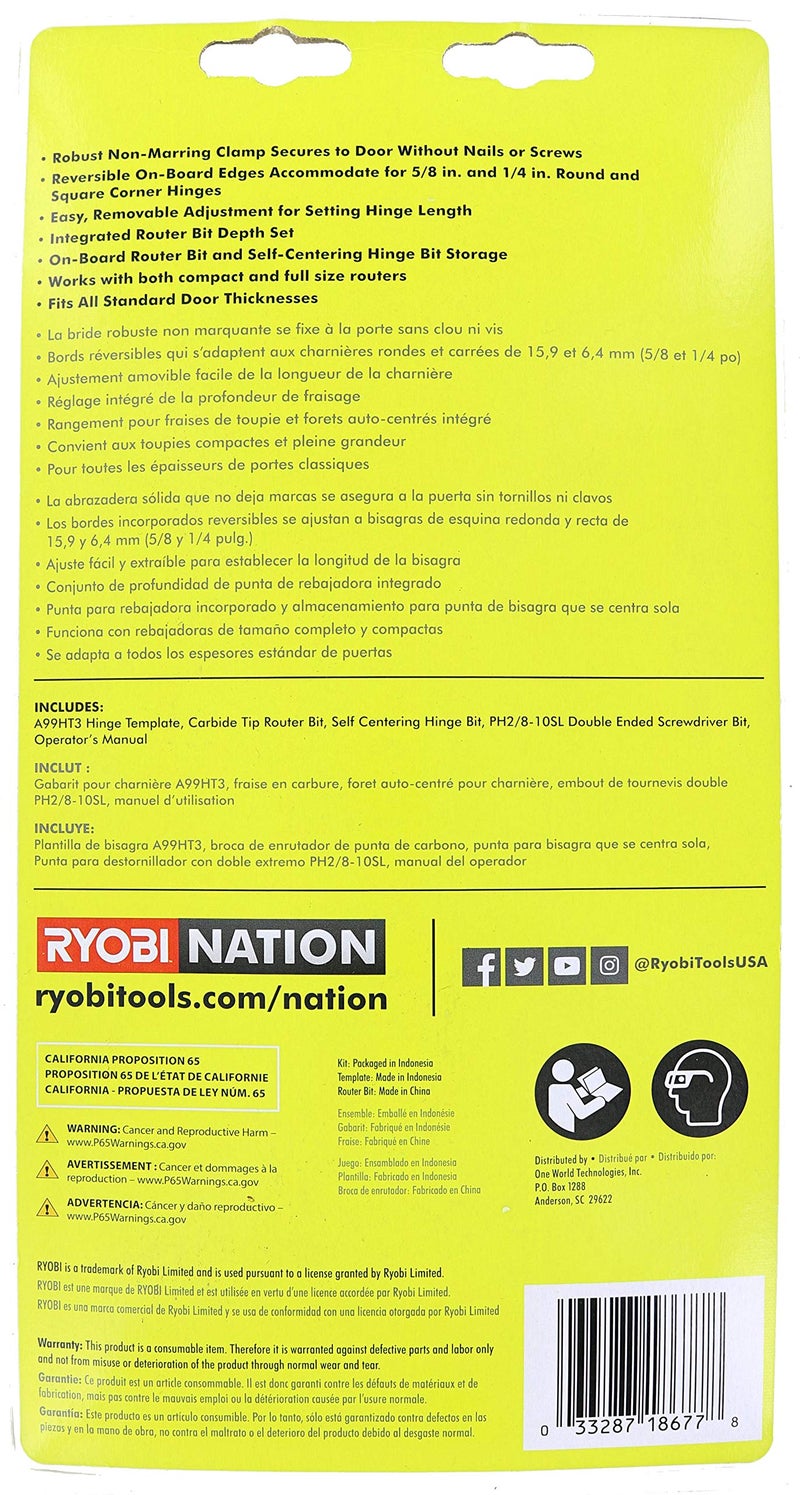 Ryobi A99HT3 Door Hinge Installation Kit/Mortiser Template - Image 5