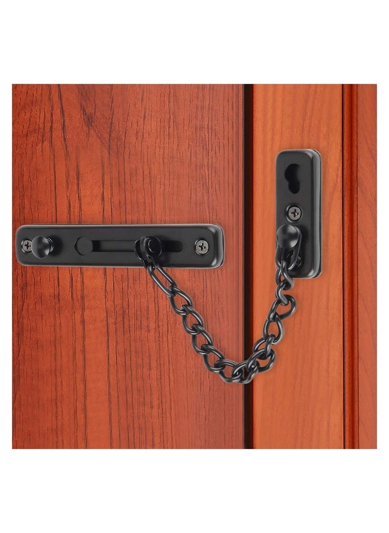 Generic Stainless Steel Chain Door Guard with Spring Anti-Theft Press Lock, Punch Free Door Chain Lock, Bedroom Home Apartment Hotel Security Door Sliding Safety Chain Lock Stainless Steel Easy Installation  - Image 2