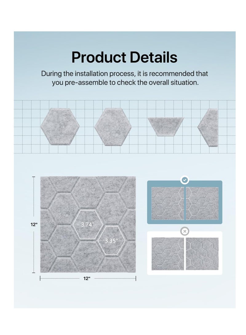 Zikra High Density Self-Adhesive Acoustic Wall Panels, 12 Pack Soundproof Noise Cancelling Panels for Effective Acoustic Treatment and Stylish Wall Decoration. - Image 5