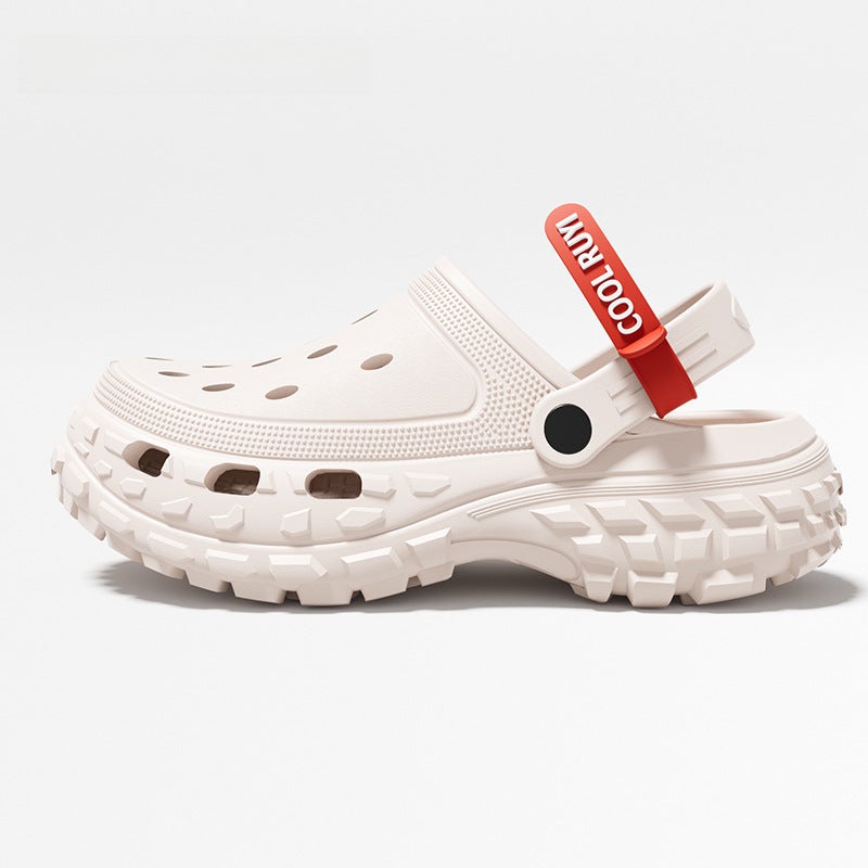 Thick Sole Slippers Unisex Cute Breathable Anti-Slip Platform White + red label