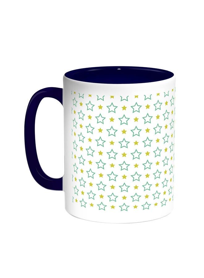 RKN Motifs Of Small And Large Stars Printed Coffee Mug Blue/White 11ounce - Image 1