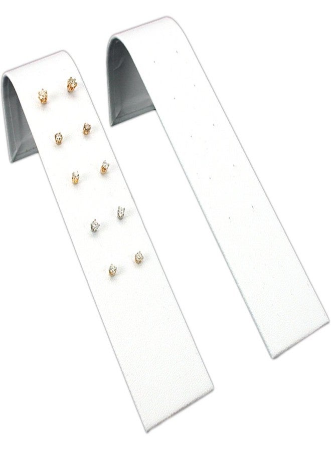 FindingKing 2 White Leather Earring Display Holds 5 Pair Earrings