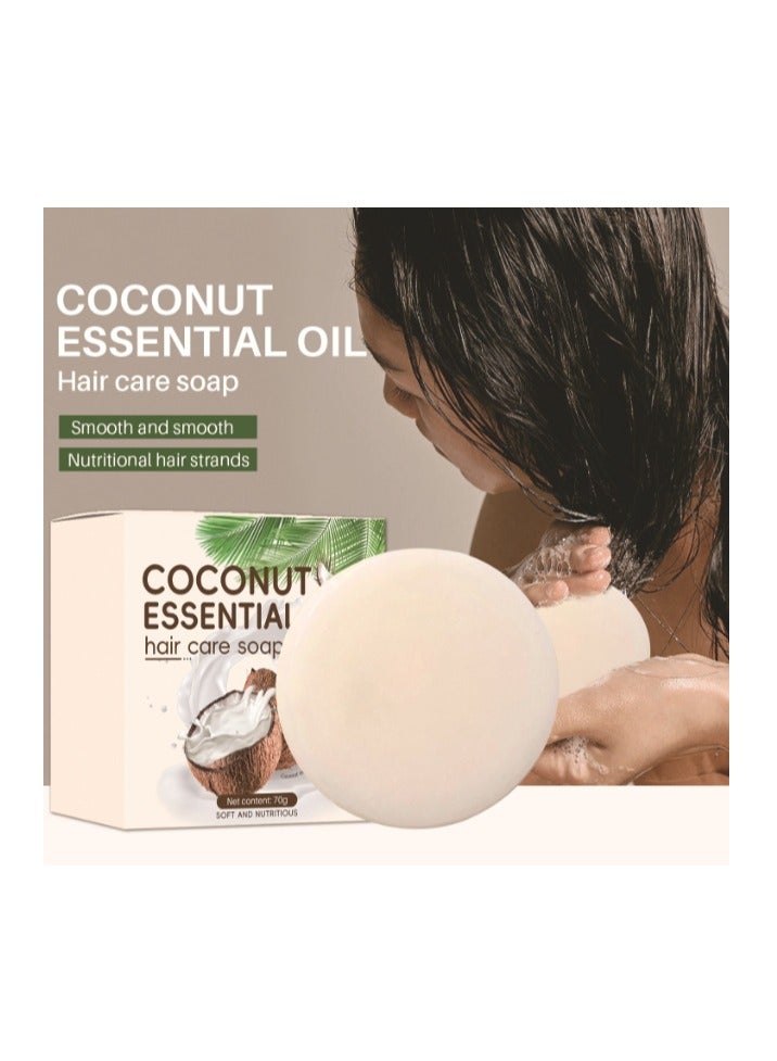 MIAOFUTONG Coconut Shampoo Bar,White Solid Shampoo Bar,Natural Organic Coconut Soap Bar 70g,Deeply Nourishing,Anti Hair Loss Shampoo for Women & Men,With Coconut Oil, Jojoba Oil - Image 1