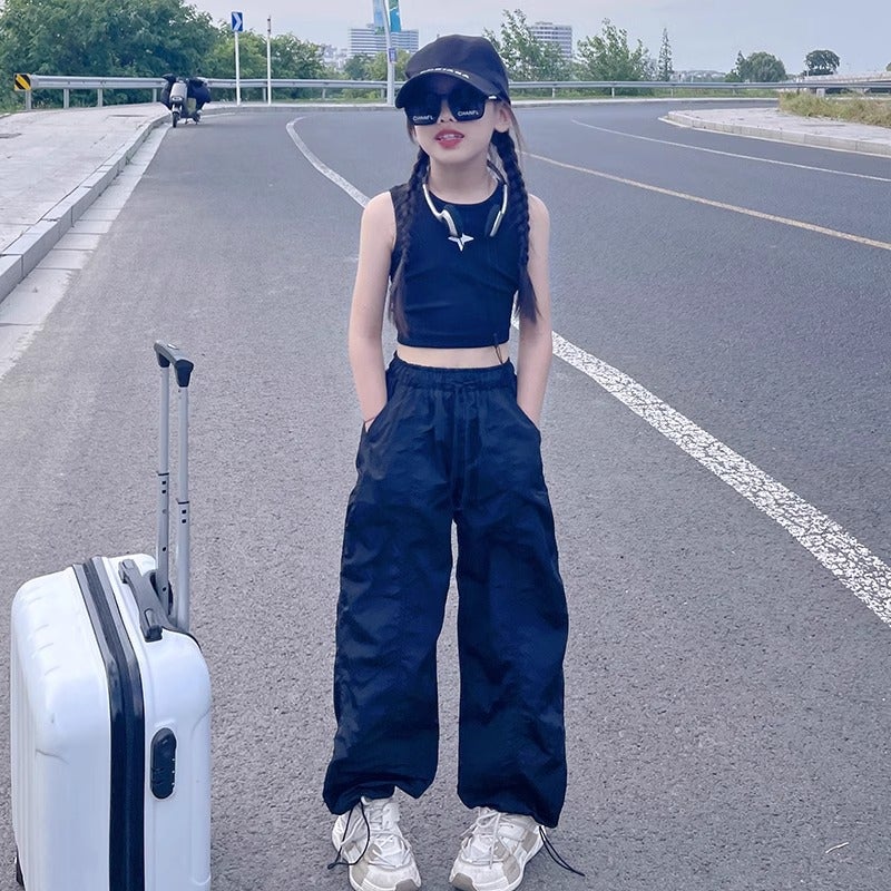 Girls' Casual Pants Summer Style Children'S Summer Wear Loose Straight Tube Children'S Wear Workwear Long Pants Children'S Wear