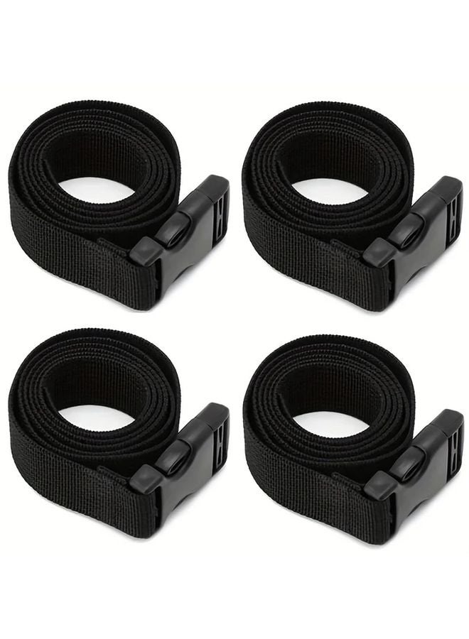 4pcs Black Nylon Cargo Straps With Metal Buckles Heavy Duty Motorcycle Bag Binders - Image 1