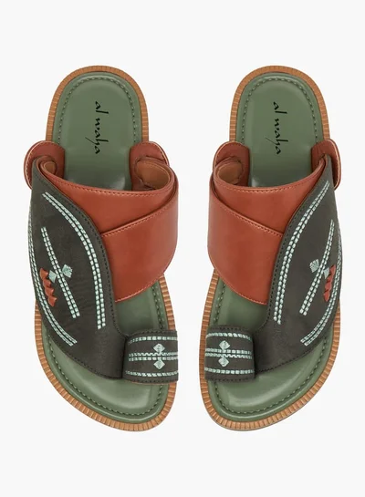 Al Waha Boys Embroidered Slip-On Arabic Sandals with Toe Loop
