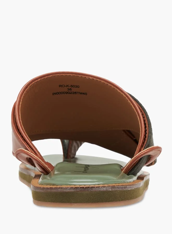 Al Waha Boys Embroidered Slip-On Arabic Sandals with Toe Loop