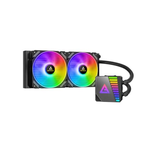 Antec Symphony 240 ARGB Black Liquid Cooler For CPU With Chromatic ARGB Lighting Pump Head, Compatible With Intel LGA 1200/1700 AMD AM4/AM5 And More Sockets, 240mm Closed Loop AIO Water Cooling System - Image 1