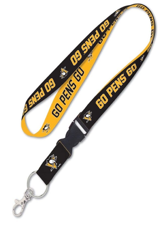Fanatics NHL Pittsburgh Penguins Lanyard with Detachable Buckle GO PENS Slogan 1" Width - Image 2