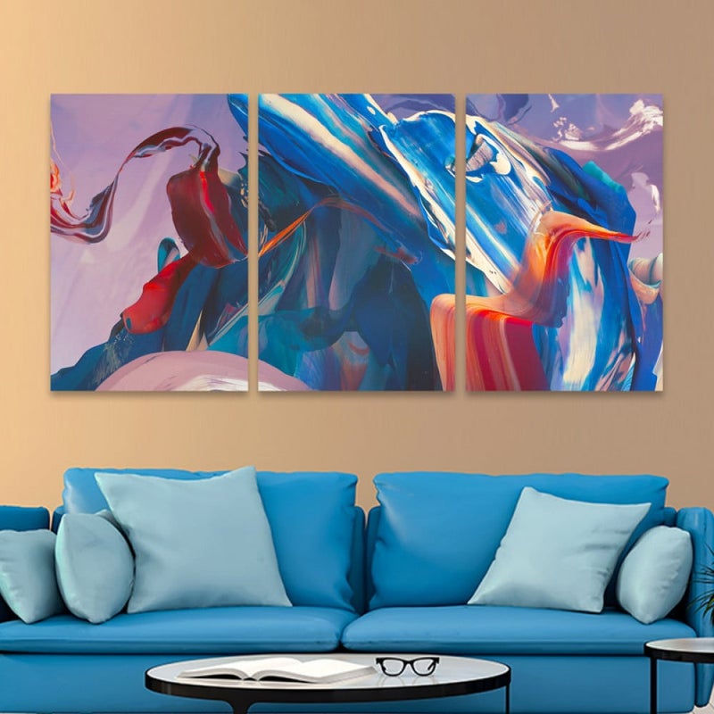Marktna Three luxurious modern-designed canvas prints with a hollow frame, measuring (150×70), three pieces - Image 1