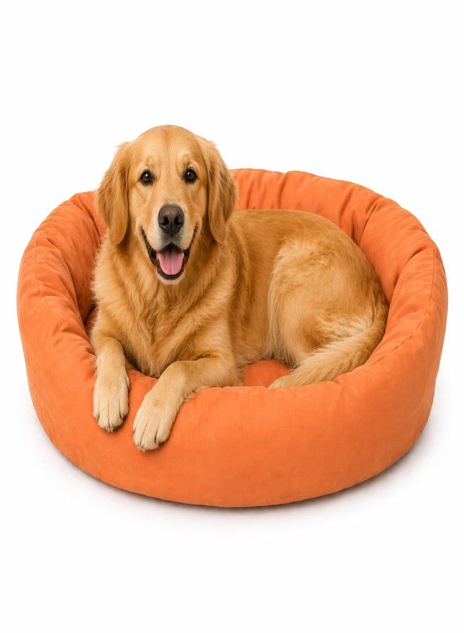 سرير كلاب SITSNOOZE ذو شكل ثماني الأضلاع، مناسب لفصل الشتاء، فائق النعومة وقابل للغسل، سرير مصمم خصيصًا للحيوانات الأليفة، مزود بقاعدة مانعة للانزلاق ومقاومة للماء (برتقالي، مقاس كبير). - Image 1