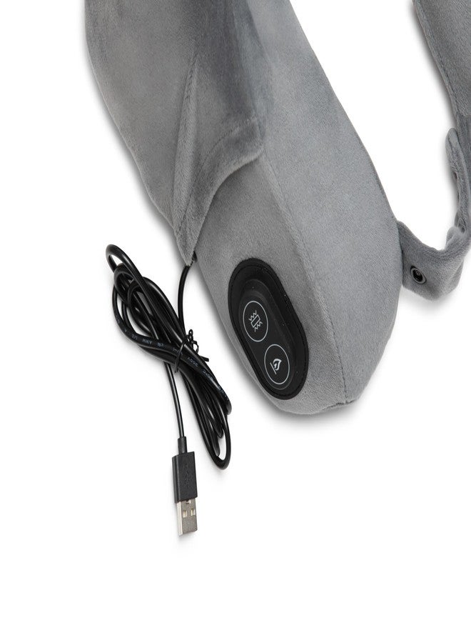 Brookstone USB Powered Vibration + Heating Travel Pillow - 2 in 1 Ergonomic Memory Foam Massaging Airplane Head, Neck, and Lumbar Pillow (Dark Grey) - Image 4