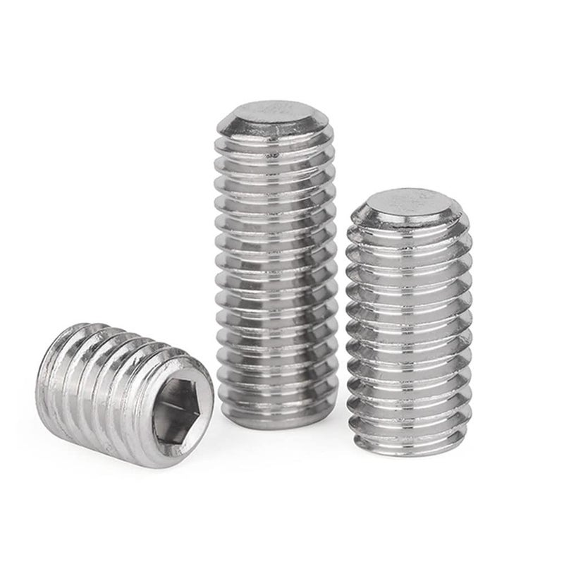 junter Store 30pcs M6-0.75 x 6mm Fine Thread Metric A2 Stainless Steel Flat Point Grub Hex Socket Set Screws Metric DIN913 - Image 4