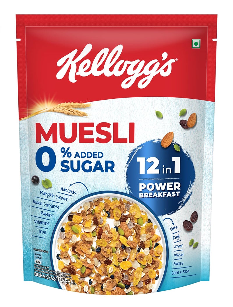 Kellogg's Muesli 0% Added Sugar 500 G | 12-In-1 Power Breakfast | India's No. 1 Muesli - Image 1