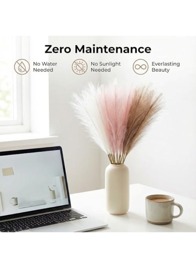 ايكوي 30 قطعة عشب بامباس صناعي للديكور بطول 50 سم، سيقان زهور مجففة صناعية منفوشة بدون تساقط، حشوة مزهرية بوهيمية لغرفة المعيشة والنوم وطاولات الزفاف، أبيض وردي بني - Image 5