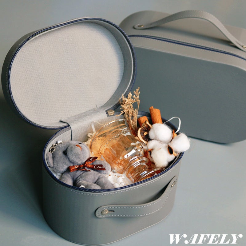 Wedding Bridesmaid Girlfriends Hand Gift Company Business Gift Leather Zipper Gift Box - Image 3