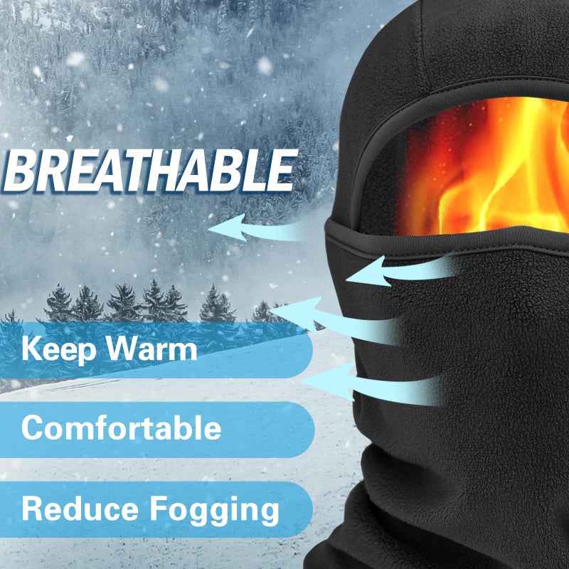 Oliumt Balaclava Ski Mask for Men & Women - Winter Face Mask with Multiple Wear Styles - for Outdoor Sports & Cold Weather (US, Alpha, One Size, Pure Black) - Image 2