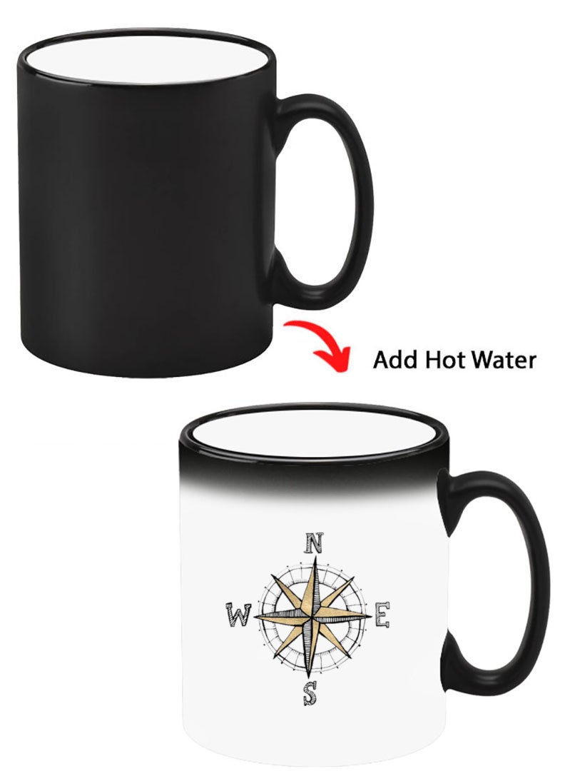 Theodor Color Changing Heat Sensitive Ceramic Mug, Image Revealed When HOT Liquid is Added! Compass - Image 1
