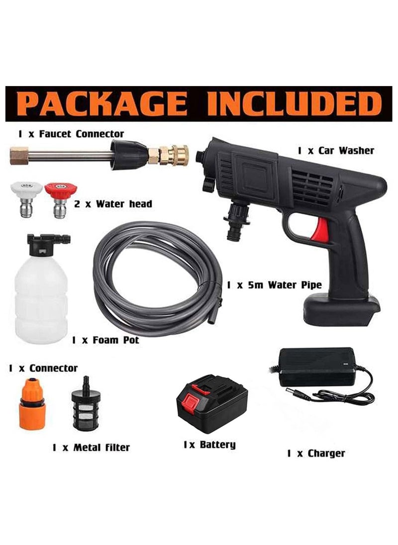 SCIENISH - 24V Cordless Portable Electric High-Pressure Cleaning Machine 200W Handheld Car Cleaning Device Black - Image 1