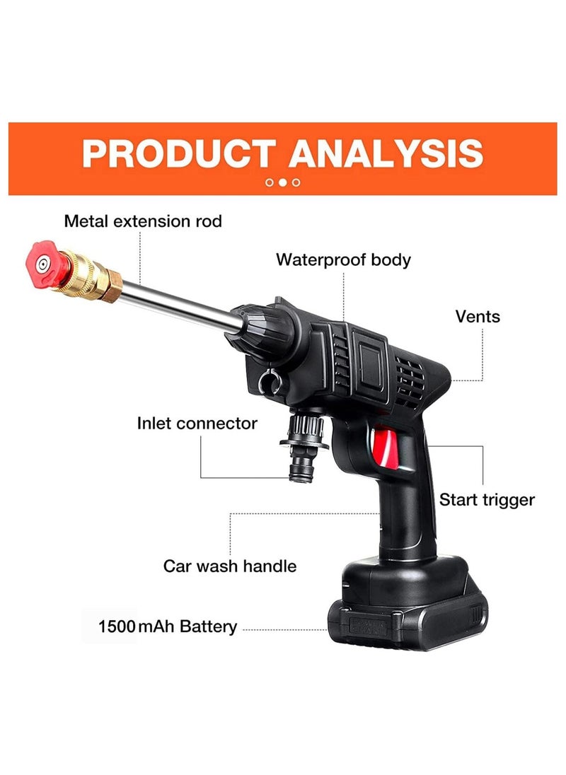 SCIENISH - 24V Cordless Portable Electric High-Pressure Cleaning Machine 200W Handheld Car Cleaning Device Black - Image 1