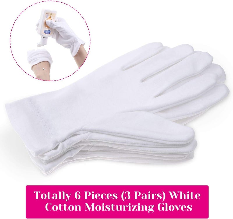 selizo Moisturizing Gloves for Dry Hands Overnight, 3 Pairs 100 Percent White Cotton Gloves for Women Eczema, Hand Moisturizer Sleeping Spa Gloves for Eczema Dry Hands - Image 2