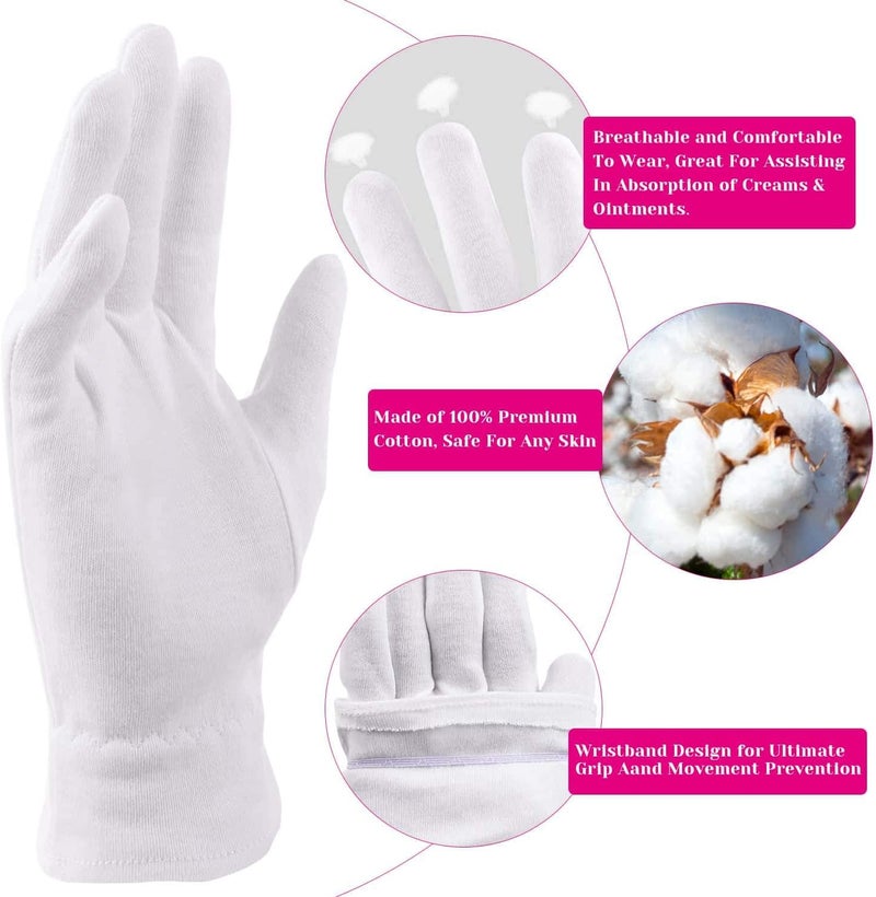 selizo Moisturizing Gloves for Dry Hands Overnight, 3 Pairs 100 Percent White Cotton Gloves for Women Eczema, Hand Moisturizer Sleeping Spa Gloves for Eczema Dry Hands - Image 3