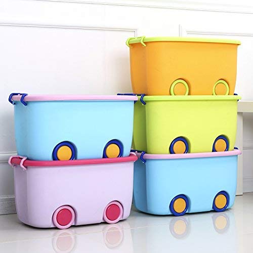 WHISKET Toy Chest Large Plastic Stackable Organizer Storage Box Container Bin with Lid and Wheels for Kids Toys, Clothes - [ Colour May Vary ] (2) - Image 3