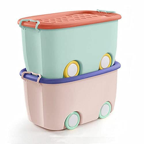 WHISKET Toy Chest Large Plastic Stackable Organizer Storage Box Container Bin with Lid and Wheels for Kids Toys, Clothes - [ Colour May Vary ] (2) - Image 1