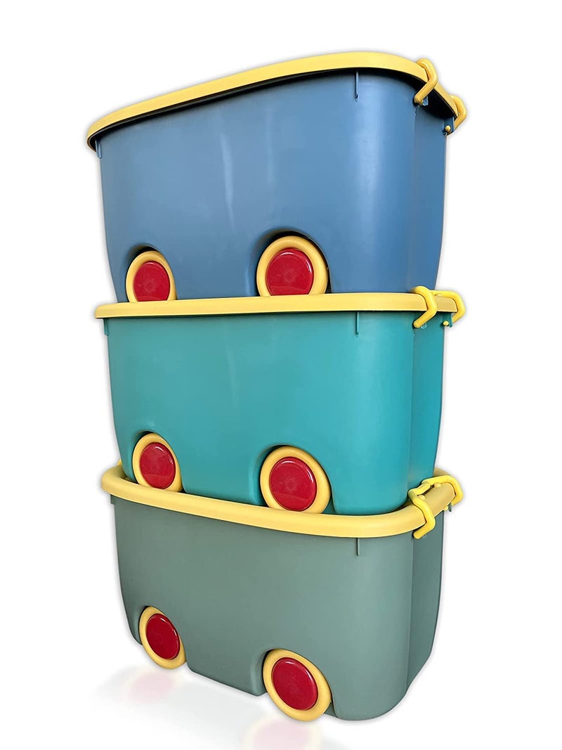 WHISKET Toy Chest Large Plastic Stackable Organizer Storage Box Container Bin with Lid and Wheels for Kids Toys, Clothes - [ Colour May Vary ] (2) - Image 5