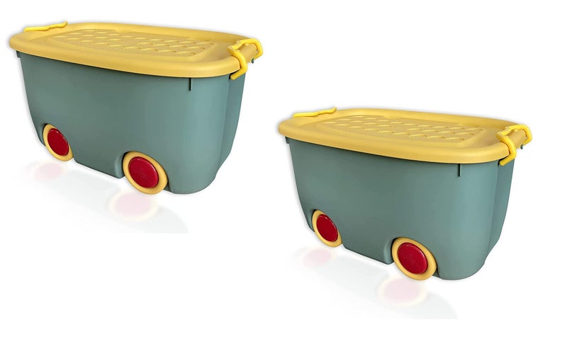 WHISKET Toy Chest Large Plastic Stackable Organizer Storage Box Container Bin with Lid and Wheels for Kids Toys, Clothes - [ Colour May Vary ] (2) - Image 2
