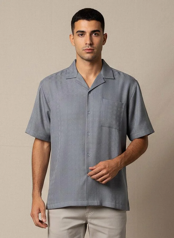 Splash FAV Men Regular Fit Camp Collar Textured Short Sleeves Resort Shirt