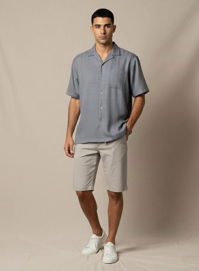 Splash FAV Men Regular Fit Camp Collar Textured Short Sleeves Resort Shirt