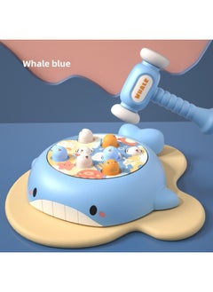 Children's Puzzle Fun Lights Flashing With Sound Whale Shape Hamster Toy One-button Automatic Rotating Tapping Toy-Color:Blue Whale Whack-a-mole