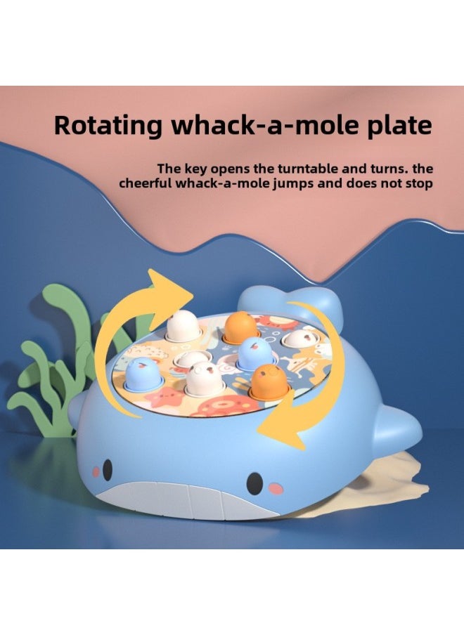 Generic - Children's Puzzle Fun Lights Flashing With Sound Whale Shape Hamster Toy One-button Automatic Rotating Tapping Toy-Color:Blue Whale Whack-a-mole - Image 1
