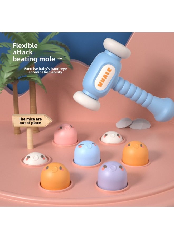 Generic - Children's Puzzle Fun Lights Flashing With Sound Whale Shape Hamster Toy One-button Automatic Rotating Tapping Toy-Color:Blue Whale Whack-a-mole - Image 1