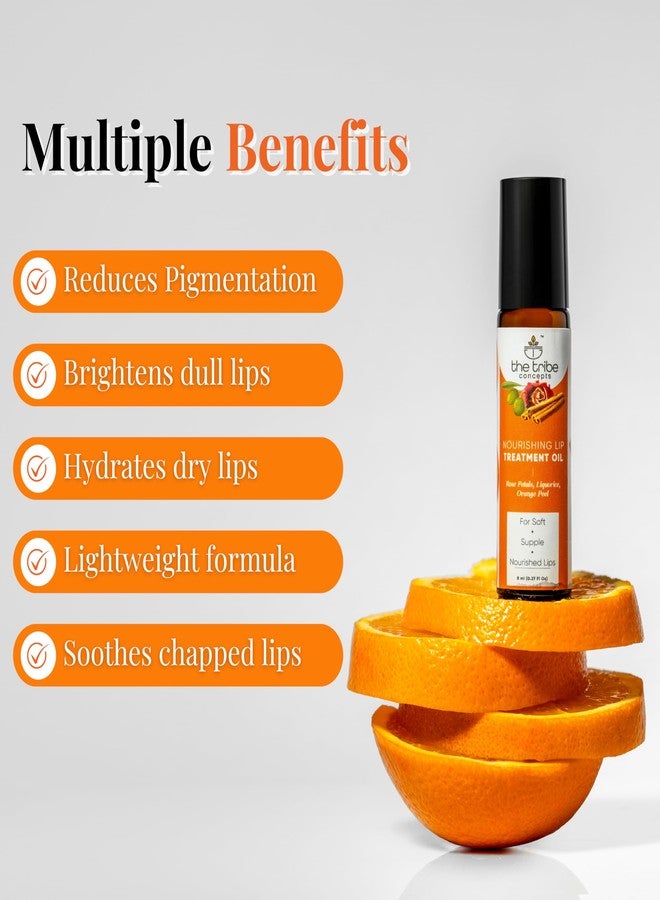The Tribe Concepts Nourishing Lip Treatment Oil with Rose Petals, Liquorice, Orange Peel for Pigmented Lips, Lip Oil for Women & Men, for Dark, Pigmented, Dull, Dry & Chapped Lips, 8 ml - Image 2