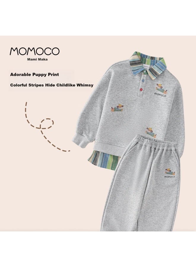 Momoco Boys' Autumn Kids' Sweatshirt Sportswear Two-piece Set - Image 1