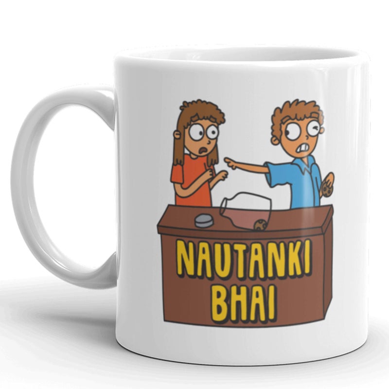 Oye Happy - Nautanki Bhai Premium Coffee Mug - Funny Gift for Brother on Birthday/Rakhi Gifts/Bhai Dooj (Ceramic Mug) (Microwavable) (330 ml) - Image 5