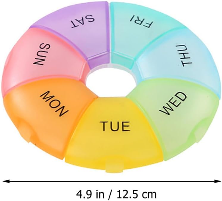 GALPADA 2pcs Portable Mini Medicine Organizer Case with 7 Colorful Compartments, Small Weekly Pill Box for Travel and Daily Medication Storage - Image 2