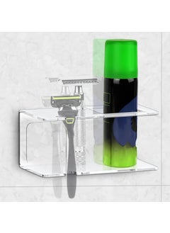 Linkidea Linkidea Wall Mount Razor & Shaving Cream Holder, Shaver Gel Stand & Bathroom Storage Organizer, Compatible with Vikings Blade Chieftain, Merkur Classic MK-23C (White) 