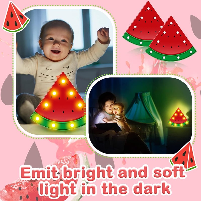 Frienda إضاءة ماركيه بطيخ من فريندا 2 قطعة LED ليلية تعمل بالبطارية لزينة الحفلات 9 لمبات فواكه لطاولة عيد الميلاد الصيفي وزينة غرفة الأطفال والحوائط - Image 4