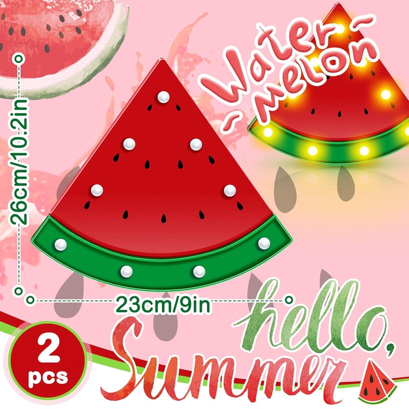 Frienda إضاءة ماركيه بطيخ من فريندا 2 قطعة LED ليلية تعمل بالبطارية لزينة الحفلات 9 لمبات فواكه لطاولة عيد الميلاد الصيفي وزينة غرفة الأطفال والحوائط - Image 2