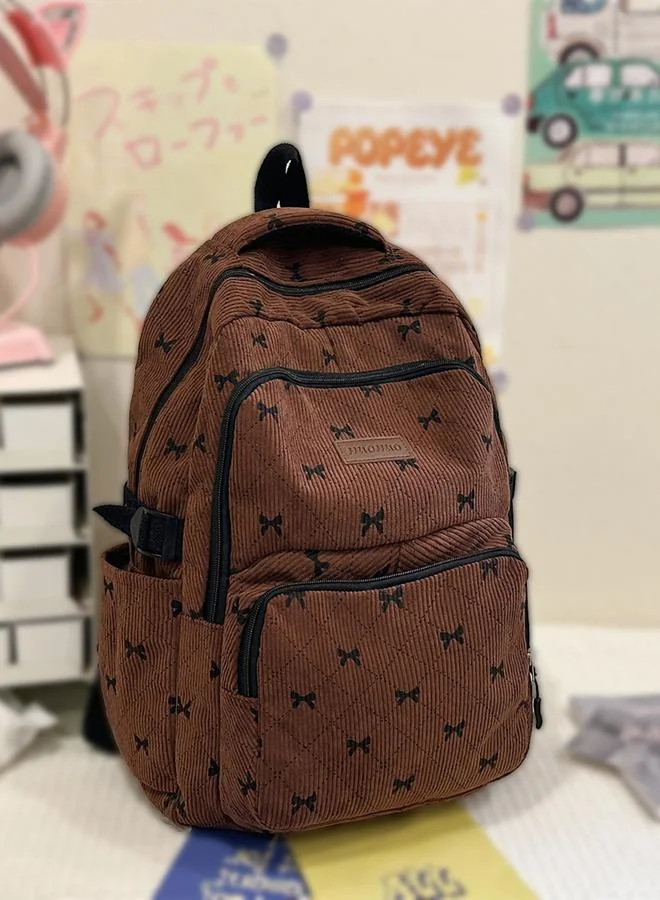 Take Two Bow Print Zip Closure Backpack with Shoulder Bag and Purse Set